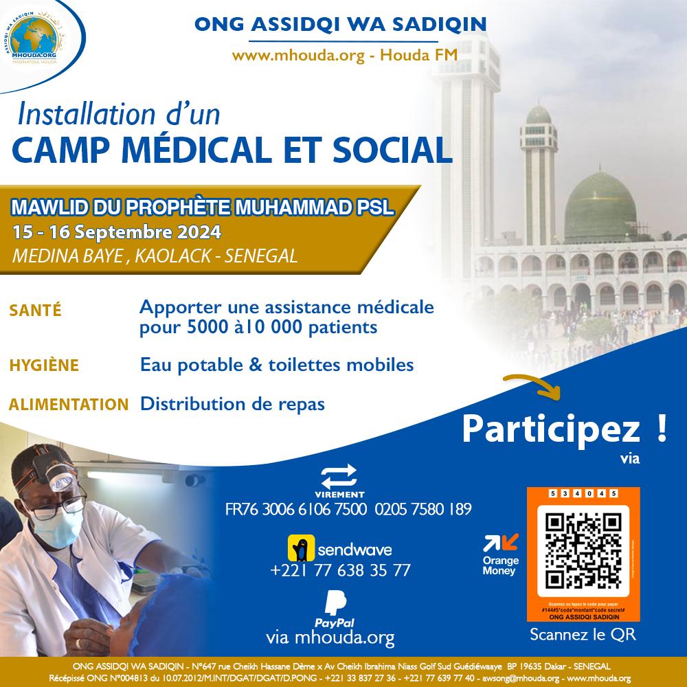 Mawlid international Médina Baye à Kaolack Assistance Médicosociale gratuite